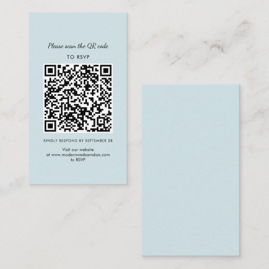 Einfache UAWG QR Code Hochzeitkarte Visitenkarte (Vorne/Hinten)