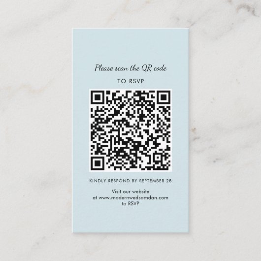 Einfache UAWG QR Code Hochzeitkarte Visitenkarte (Vorderseite)