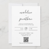 Einfache UAwg Wedding mit dem QR-Code für ein eleg Einladung (Rückseite)