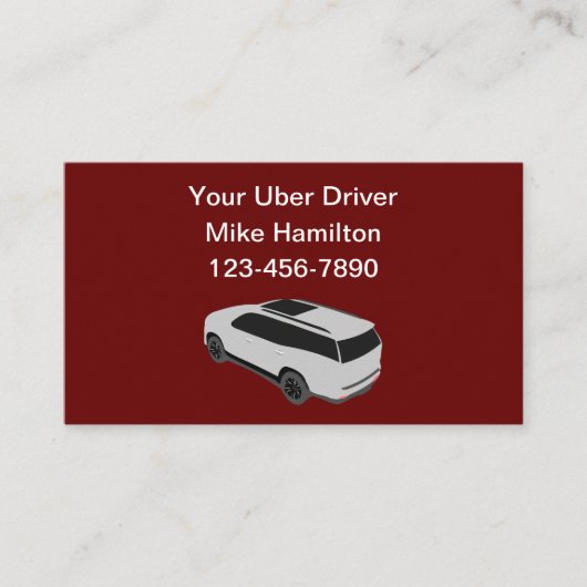 Einfache Uber Driver Ride Hailing Business Cards Visitenkarte (Vorderseite)