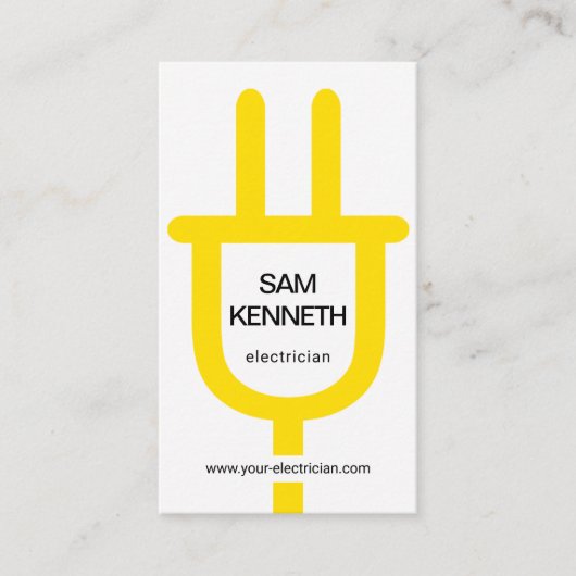Einfache Übergröße Gelber Power Stecker Elektriker Visitenkarte (Vorderseite)