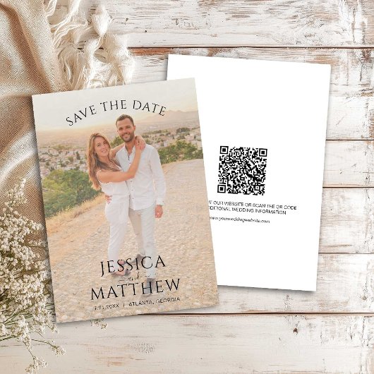 Einfache Überlagerungsfoto-Hochzeit Save The Date