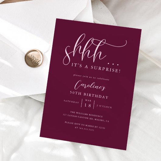 Einfache Überraschung Geburtstagsparty Cranberry Einladung