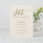 Einfache Überraschung Geburtstagsparty Cream Einladung (Stehend Vorderseite)