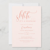 Einfache Überraschung Geburtstagsparty Peach Einladung (Vorderseite)