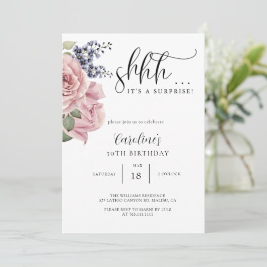 Einfache Überraschungsfeier Einladung (Stehend Vorderseite)