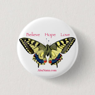 Einfache Überzeugung, Hoffnung, Liebe, Schmetterli Button