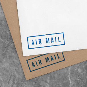 Einfache Umrandung Fett Blau Luftpost Permastempel