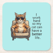 Einfache und dennoch attraktive Cat Theme Paper Un Rechteckiger Pappuntersetzer (Vorderseite)