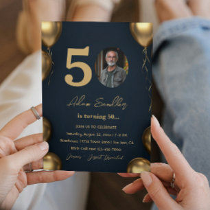 Einfache und elegante 50. Geburtstagsparty Einladung
