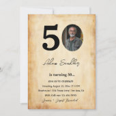 Einfache und elegante 50. Geburtstagsparty Einladung (Vorderseite)