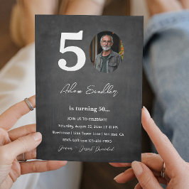 Einfache und elegante 50. Geburtstagsparty Gray Einladung