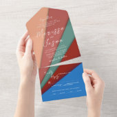 Einfache und elegante 5-farbige Hochzeit All In One Einladung (Abreißen)