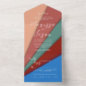 Einfache und elegante 5-farbige Hochzeit All In One Einladung (Innen Boden)