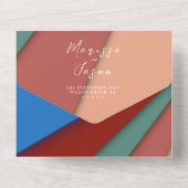 Einfache und elegante 5-farbige Hochzeit All In One Einladung (Rückseite)