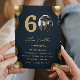 Einfache und elegante 60. Geburtstagsparty Einladung