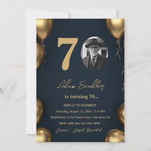Einfache und elegante 70. Geburtstagsparty Einladung