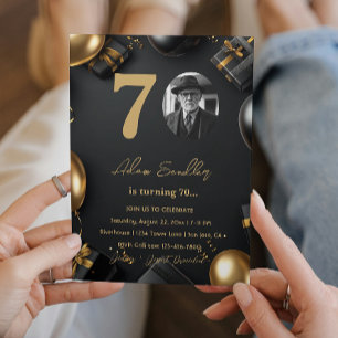 Einfache und elegante 70. Geburtstagsparty Einladung
