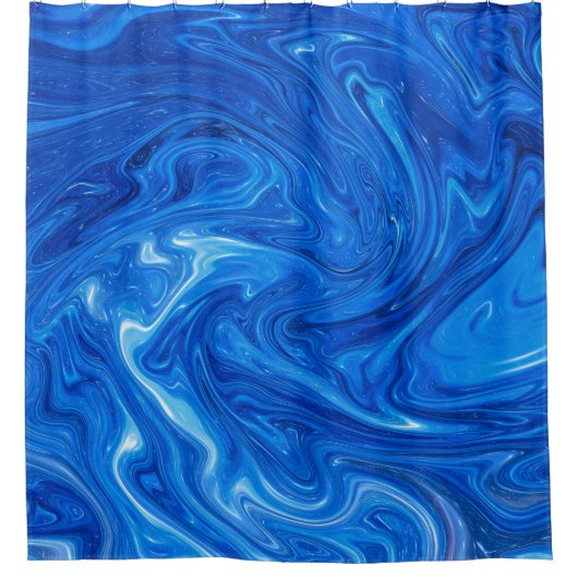 Einfache und elegante Abstrakte Artwork aus blauem Duschvorhang (Vorderseite)