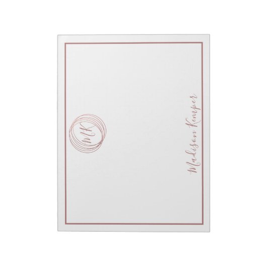 Einfache und elegante Abstrakte Rose Gold Circles Notizblock (Rotiert)