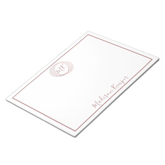 Einfache und elegante Abstrakte Rose Gold Circles Notizblock (angewinkelt)