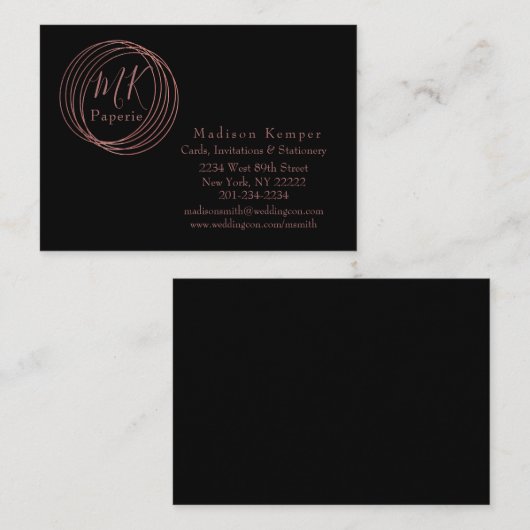 Einfache und elegante Abstrakte Rose Gold Circles Telefonnummerkarte (Vorne/Hinten)