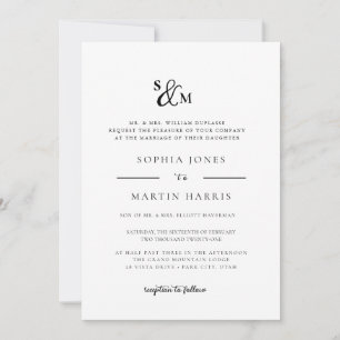 Einfache und elegante Ampersand Monogram Wedding Einladung