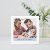 Einfache und elegante Baby Boy 3 Foto Birth Ankündigung (Stehend Vorderseite)