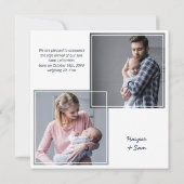 Einfache und elegante Baby Boy 3 Foto Birth Ankündigung (Rückseite)