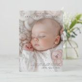 Einfache und elegante Baby Foto Birth Ankündigung (Stehend Vorderseite)