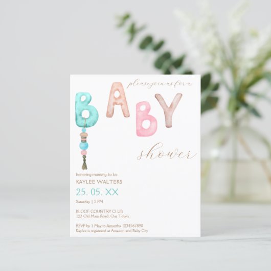 Einfache und elegante Babydusche (Stehend Vorderseite)