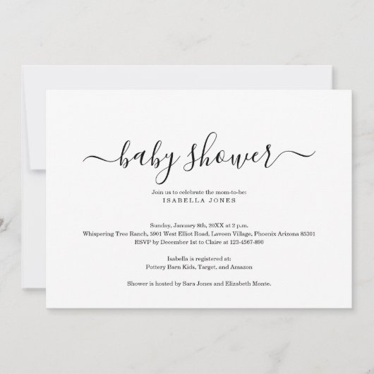 Einfache und elegante Babyparty-Einladung Einladung (Vorderseite)