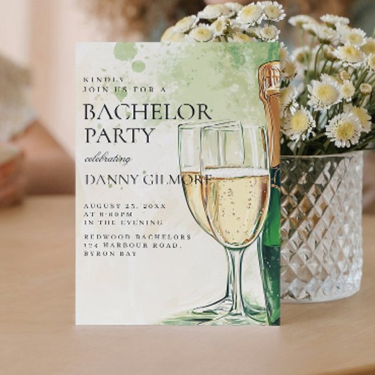 Einfache und elegante Bachelor Party Einladung