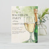 Einfache und elegante Bachelor Party Einladung (Stehend Vorderseite)