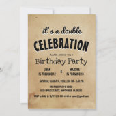 Einfache und elegante Beige Double Birthday Party  Einladung (Vorderseite)