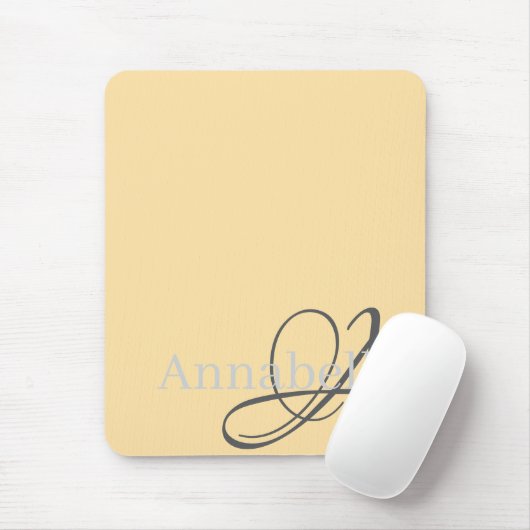 Einfache und elegante Beige Monogramm und Name Mousepad (Mit Mouse)