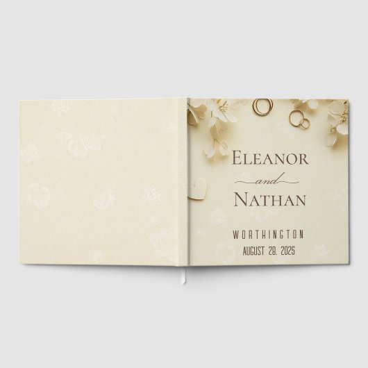 Einfache und elegante Beige Wedding Gästebuch (Voll)