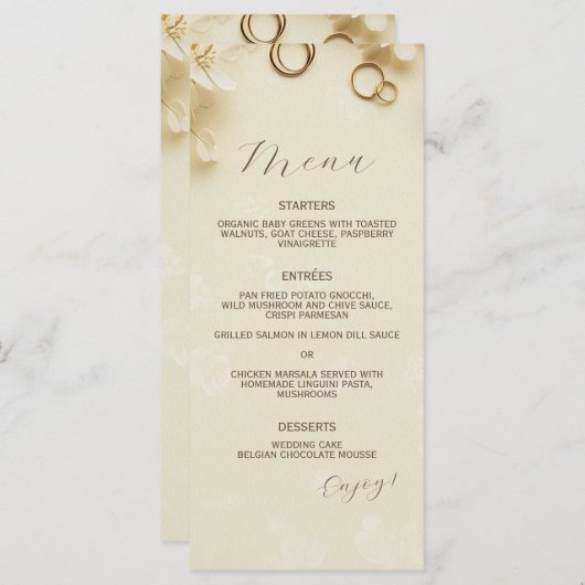 Einfache und elegante Beige Wedding Menükarte (Vorne/Hinten)