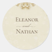 Einfache und elegante Beige Wedding Runder Aufkleber (Vorderseite)