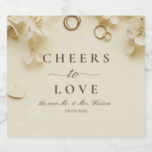 Einfache und elegante Beige Wedding Schaumweinetikett (Einzelnes Label)