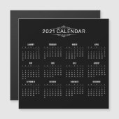Einfache und elegante Black 2021 Kalender Magnetka Magnetkarte (Vorne/Hinten)