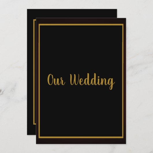 Einfache und elegante Black Gold Border Wedding Einladung (Vorne/Hinten)