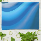 Einfache und elegante Blaue Abstrakte Waves Streif Geschirrtuch (Gefaltet)