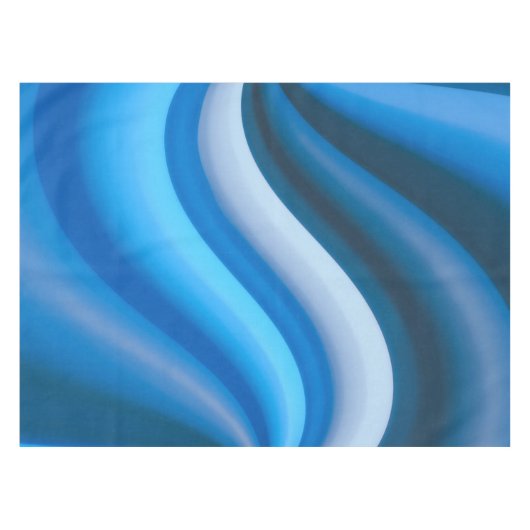 Einfache und elegante Blaue Abstrakte Waves Streif Tischdecke (Vorderseite (Horizontal))