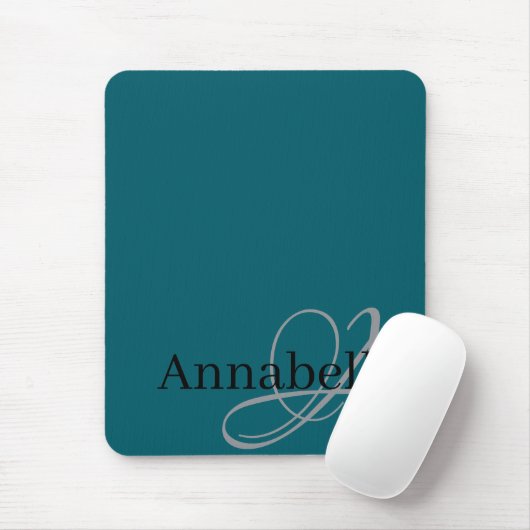 Einfache und elegante blaue Monogramm und Name Mousepad (Mit Mouse)