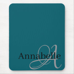 Einfache und elegante blaue Monogramm und Name Mousepad