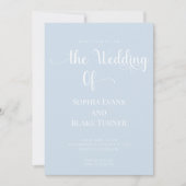 Einfache und elegante blaue und weiße Hochzeit Einladung (Vorderseite)