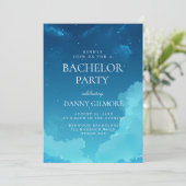Einfache und elegante Blue Bachelor Party Einladung (Stehend Vorderseite)