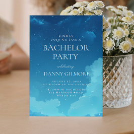 Einfache und elegante Blue Bachelor Party Einladung