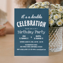 Einfache und elegante Blue Double Birthday Party Einladung